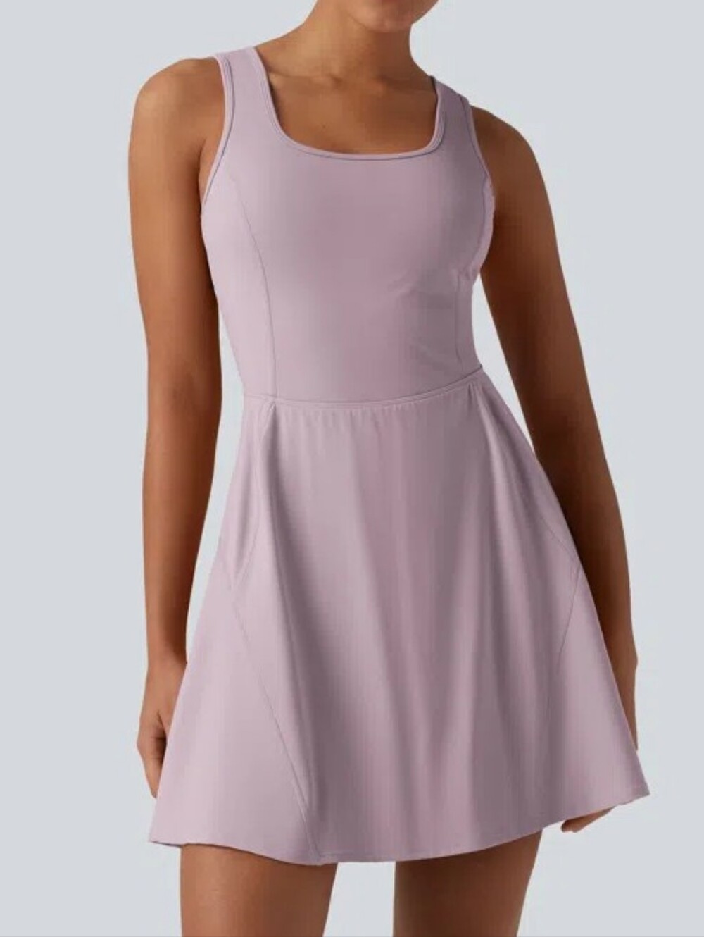 NWT Halara Softlyzero Airy 2-in-1 Backless Sports Dress Size L Mauve - Picture 2 of 9